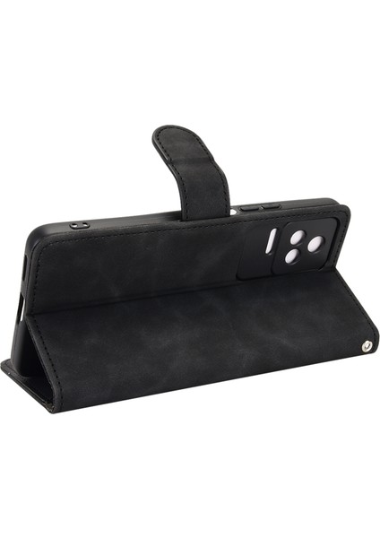 Xiaomi Için Poco F4 5g/redmi K40S 5g Stand Stand Pu Deri Kılıf Cilt Touch Hissed Folio Flip Flip Koruyucu Kapak Strap-Black (Yurt Dışından) indirimleri