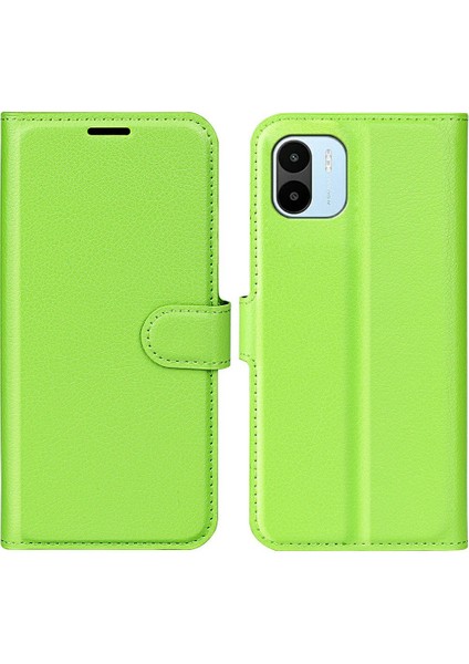 Xiaomi Için Redmi A1 4g/a2 4g Litchi Doku Pu Deri Telefon Tam Koruma Korusu Katlama Stand Cüzdan Flip Kapak Yeşili (Yurt Dışından)