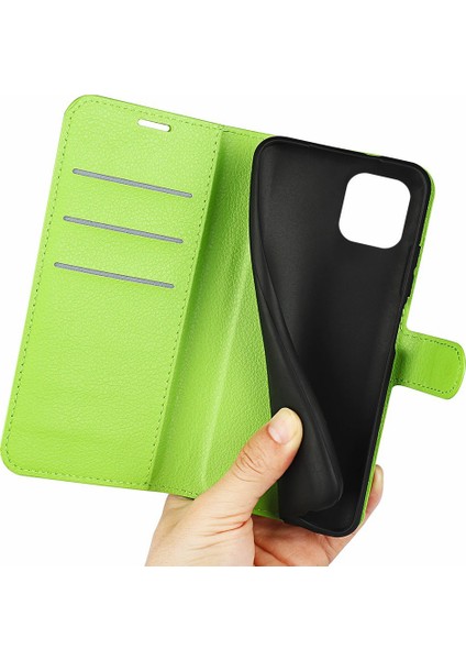 Xiaomi Için Redmi A1 4g/a2 4g Litchi Doku Pu Deri Telefon Tam Koruma Korusu Katlama Stand Cüzdan Flip Kapak Yeşili (Yurt Dışından)