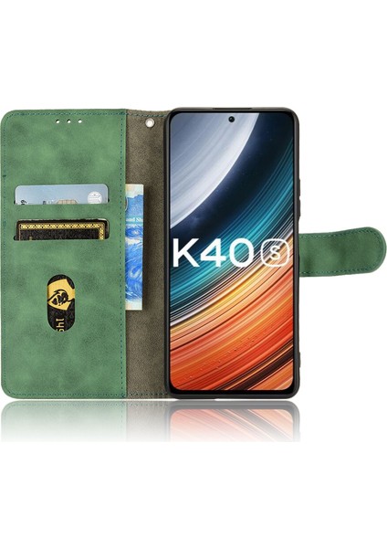 Xiaomi Için Poco F4 5g/redmi K40S 5g Stand Stant Cüzdan Pu Deri Kılıf Cilt Touch Hissed Folio Flip Flip Koruyucu Kapak Strap-Green (Yurt Dışından) fırsatları