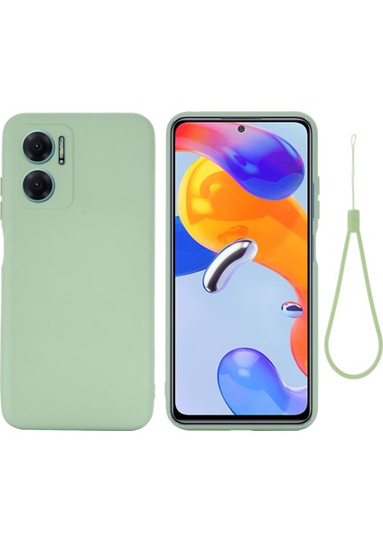 Xiaomi Redmi Için 11 Prime 5g Sıvı Silikon Yumuşak Astar Telefon Kılıfı Şok Geçirmez Telefon Kapağı Kayış Yeşili (Yurt Dışından)