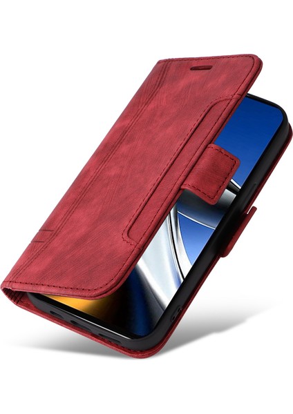 Xiaomi Poco X4 Pro 5g Pu Deri Dalda Damla Koruma Kılıfı Baskılı Dikiş Hattı Telefon Stand Cüzdan Kapağı Bilek Kayış Kırmızısı (Yurt Dışından) indirimleri