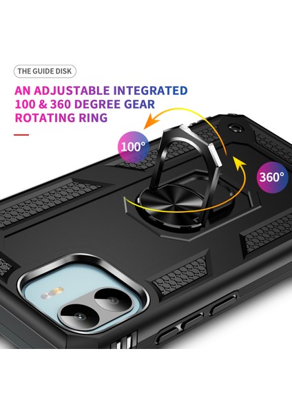 Xiaomi Redmi A1 4g/a2 4g Askeri Derece Drop Anti-Drop Pc+Tpu Koruyucu Kapak Ring Kickstand-Black (Yurt Dışından) modelleri