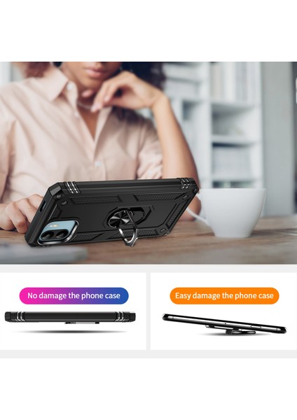 Xiaomi Redmi A1 4g/a2 4g Askeri Derece Drop Anti-Drop Pc+Tpu Koruyucu Kapak Ring Kickstand-Black (Yurt Dışından) fırsatları