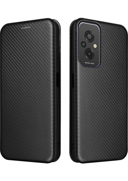 Xiaomi Redmi Için 11 Prime 4g Karbon Fiber Doku Manyetik Pu Deri Deri Anti-Sracratch Anti-Sracratch Kılıf Kartı Yuvası Stand Cep Telefonu Kapak Black (Yurt Dışından)