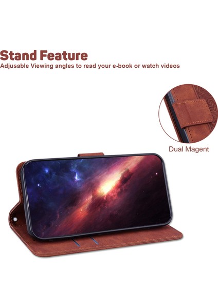 Xiaomi Için Redmi A1 4g/a2 4g Geometri Deseni Baskılı Pu Deri Standı Kılıf Damla Koruyucu Koruyucu Telefon Cüzdan Kapağı Kayış-Kahverengi (Yurt Dışından)
