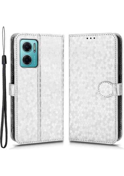 Xiaomi Için Redmi Note 11E 5g/redmi 10 5g/redmi 10 Prime+ 5g Baskılı Nokta Pu Pu Deri Deri Telefon Kılıf Cüzdan Stand Flip Cover-Silver (Yurt Dışından)