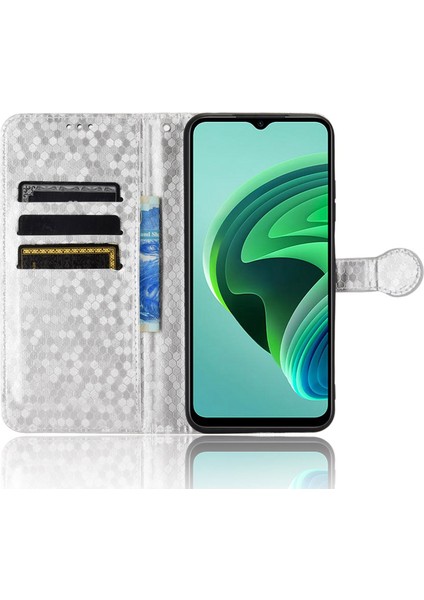 Xiaomi Için Redmi Note 11E 5g/redmi 10 5g/redmi 10 Prime+ 5g Baskılı Nokta Pu Pu Deri Deri Telefon Kılıf Cüzdan Stand Flip Cover-Silver (Yurt Dışından)