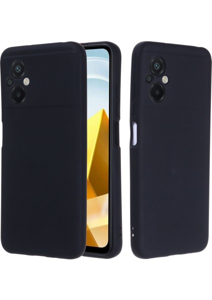 Xiaomi Poco M5 4g Için Sıvı Silikon Cep Telefonu Kılıfı, Yumuşak Elyaf Astar Anti-Çizelge Kapak Damla Koruma Kabuğu Strap-Black (Yurt Dışından)