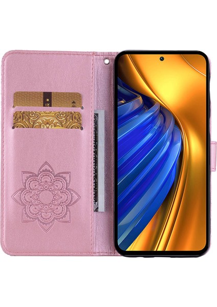 Xiaomi Için Poco F4 5g/redmi K40S 5g Baykuş Çiçek Deseni Baskılı Manyetik Toka Standı Pu Deri Telefon Cüzdan Kapak Kapak Çizgi Altın (Yurt Dışından) modelleri