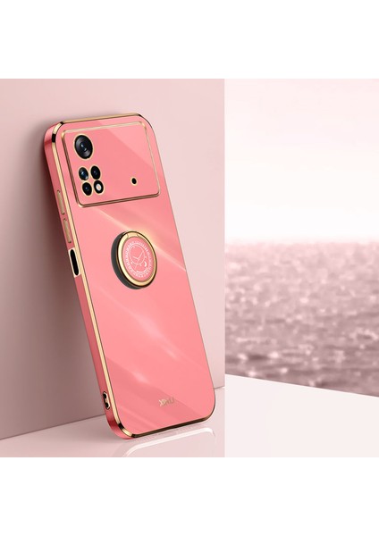 Xiaomi Poco X4 Pro 5g Için Xinli Elektraplatma Telefon Kılıfı, Kickstand-Red ile Esnek Tpu Arka Kapak (Yurt Dışından)