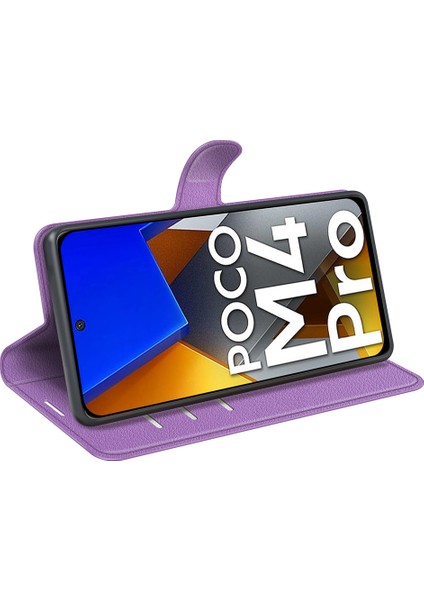 Xiaomi Için Poco M4 Pro 4g Folio Flip Litchi Doku Pu Deri Kılıf Standı Cep Telefonu Kapak Morası (Yurt Dışından) indirimleri