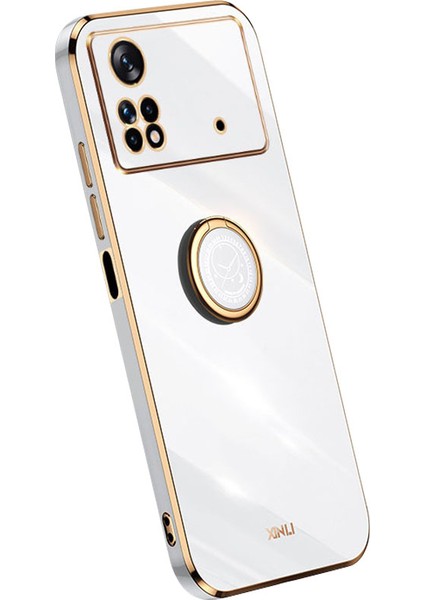 Xiaomi Poco X4 Pro 5g Için Xinli Elektrapılaşma Telefon Kılıfı, Kickstand-White ile Esnek Tpu Arka Kapak (Yurt Dışından)