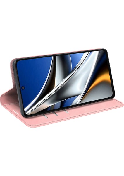 Ipeksi Touch Doku Deri Deri Kapağı Xiaomi Poco X4 Pro 5g, Otomatik Absorbed Folio Flip Telefon Koruyucu Kılıf Cüzdan Katlanabilir Stand Pink (Yurt Dışından)