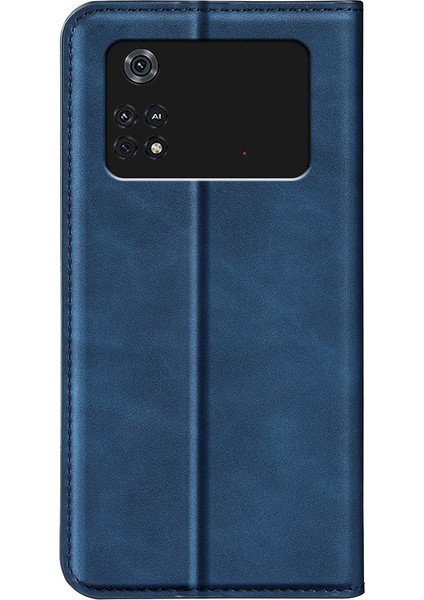 Xiaomi Için Poco M4 Pro 4g Manyetik Otomatik Absorbed Stand Kapak Cilt Touch Hissed Pu Deri Cüzdan Telefon Kılıf Mavisi (Yurt Dışından) modelleri