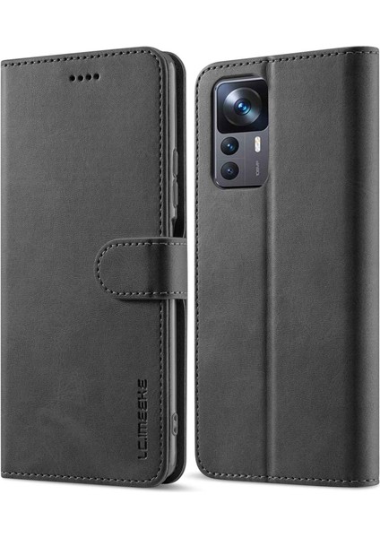 Xiaomi 12T 5g/redmi K50 Ultra 5G/12T Pro 5g Buzağı Dokusu Pu Deri Telefon Stand Magnetic Teclas Cüzdan Telefon Kapak Black (Yurt Dışından)
