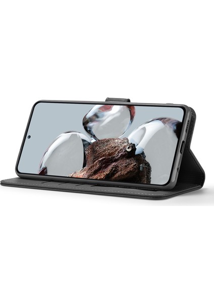Xiaomi 12T 5g/redmi K50 Ultra 5G/12T Pro 5g Buzağı Dokusu Pu Deri Telefon Stand Magnetic Teclas Cüzdan Telefon Kapak Black (Yurt Dışından) modelleri
