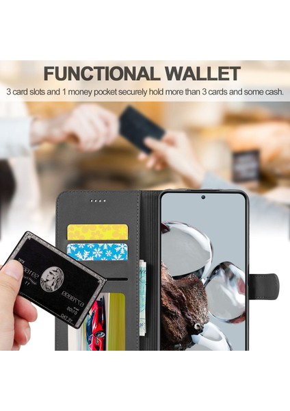Xiaomi 12T 5g/redmi K50 Ultra 5G/12T Pro 5g Buzağı Dokusu Pu Deri Telefon Stand Magnetic Teclas Cüzdan Telefon Kapak Black (Yurt Dışından) indirimleri