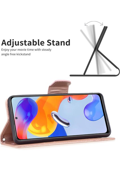 Bf Baskı Desen Kelebekleri Xiaomi Redmi Için Baskı Telefon Kılıfı 10C Şok Geçirmez Cüzdan Strap-Rose Gold ile Telefon Deri Kapağı (Yurt Dışından)