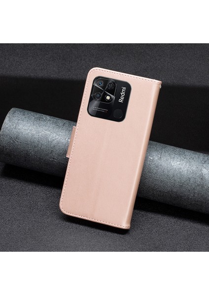 Bf Baskı Desen Kelebekleri Xiaomi Redmi Için Baskı Telefon Kılıfı 10C Şok Geçirmez Cüzdan Strap-Rose Gold ile Telefon Deri Kapağı (Yurt Dışından)