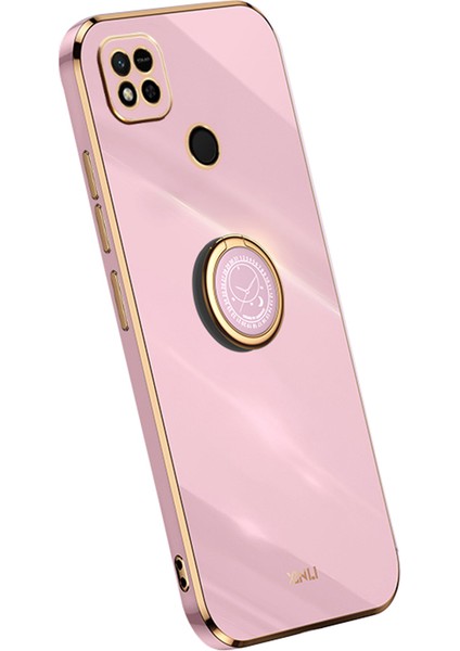 Xiaomi Redmi 10A Için Xinli Ring Tutucu Kickstand Telefon Kasası, Elektraplatma Altın Kenar Tpu Telefon Kapak Morası (Yurt Dışından)