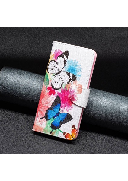 Xiaomi Redmi A1 4g/a2 4g/a1+ 4g/a2+ 4g/poco C50 4g Cüzdan Kılıfı Düşüş Pu Deri Deri Manyetik Kapatma Desen Desen Stand Telefon Kapağı-Two Kelebekler (Yurt Dışından)