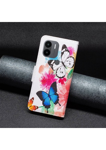 Xiaomi Redmi A1 4g/a2 4g/a1+ 4g/a2+ 4g/poco C50 4g Cüzdan Kılıfı Düşüş Pu Deri Deri Manyetik Kapatma Desen Desen Stand Telefon Kapağı-Two Kelebekler (Yurt Dışından)