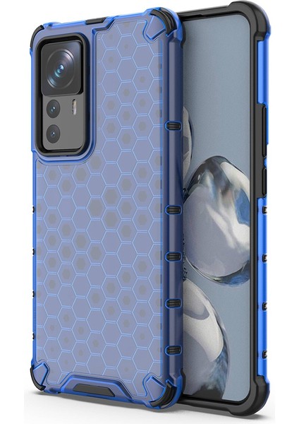 Xiaomi 12T Pro 5g Petek Dokusu Tpu+Pc Telefon Kapağı Şok Geçirmez Koruyucu Kasık Mavisi (Yurt Dışından)