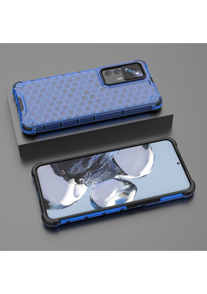 Xiaomi 12T Pro 5g Petek Dokusu Tpu+Pc Telefon Kapağı Şok Geçirmez Koruyucu Kasık Mavisi (Yurt Dışından) modelleri