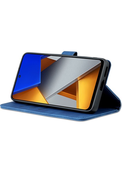 Xiaomi Poco X4 Pro 5g Pu Deri Cüzdan Flip Case Şok Geçirmez Tpu Iç Kabuk Folio Stand View Bookstyle Cover-Blue (Yurt Dışından) modelleri