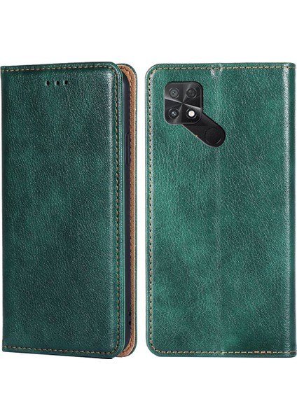 Xiaomi Poco C40 4g Için Düz Renkli Deri Kılıf, Stand Cüzdan Yeşili ile Manyetik Otomatik Absorlanmış Telefon Kapağı (Yurt Dışından)
