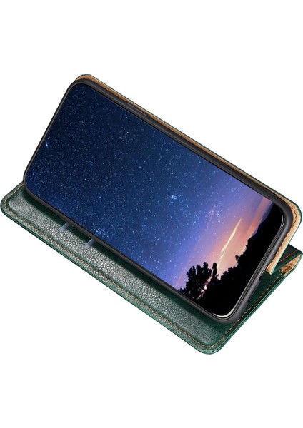 Xiaomi Poco C40 4g Için Düz Renkli Deri Kılıf, Stand Cüzdan Yeşili ile Manyetik Otomatik Absorlanmış Telefon Kapağı (Yurt Dışından)