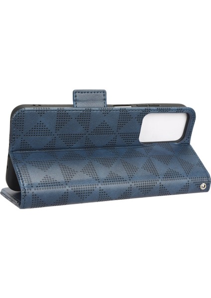 Xiaomi Redmi Için 11 Prime 4g Baskılı Üçgen Desen Pu Deri Stand Kılıfı Tam Koruma Telefon Cüzdan El Strap-Blue (Yurt Dışından) indirimleri