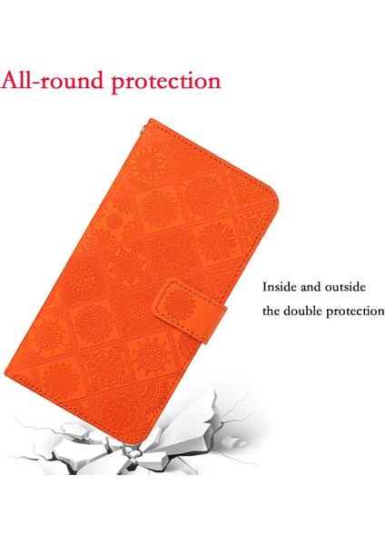 Xiaomi 12T 5G/12T Pro 5g/redmi K50 Ultra 5g Mıknatıs Toka Etnik Bastı Çiçek Cüzdan Hands Stand Deri Kılıf Strap-Orange (Yurt Dışından) indirimleri