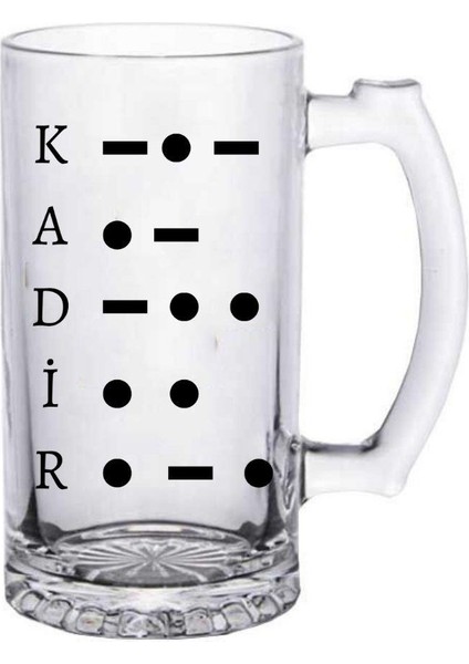 Isim Yazılı Mors Alfabesi Tasarımlı Bira Bardağı