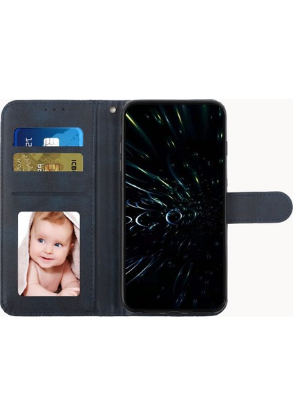 Xiaomi Poco X4 Pro 5g Dikiş Cüzdanı Pu Deri Deri Manyetik Kapanma Stand Strap-Sapfire ile Cep Telefonu Kapağı (Yurt Dışından)