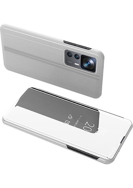 Xiaomi Için 12T 5G/12T Pro 5g/redmi K50 Ultra 5g Pu Deri Deri Ayna Flip Elektrokaplatma Kapağı Açık Görünüm Pencere Standı Scratch-Rahat Tam Vücut Koruyucu Telefon Vaka-Silver (Yurt Dışından) fiyatları