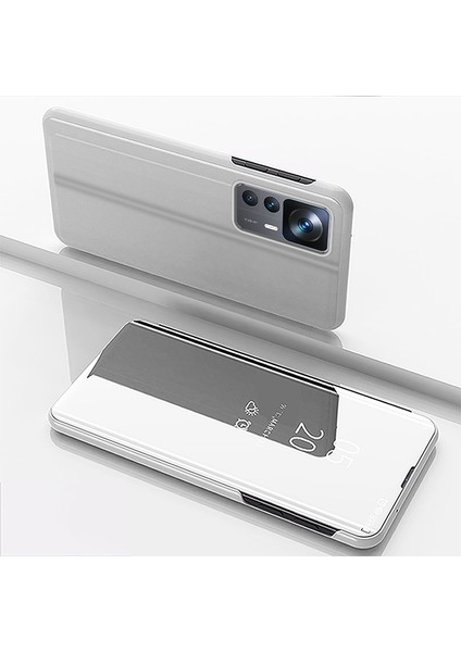 Xiaomi Için 12T 5G/12T Pro 5g/redmi K50 Ultra 5g Pu Deri Deri Ayna Flip Elektrokaplatma Kapağı Açık Görünüm Pencere Standı Scratch-Rahat Tam Vücut Koruyucu Telefon Vaka-Silver (Yurt Dışından) indirimleri