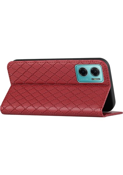Xiaomi Için Redmi 10 5g/not 11E 5g/redmi 10 Prime+ 5g Çizgi Anti-Çizelge Litchi Doku Cüzdan Kılıfı Folio Flip Cover Rhombus Pat Desen Pu Deri Stand-Red (Yurt Dışından) indirimleri