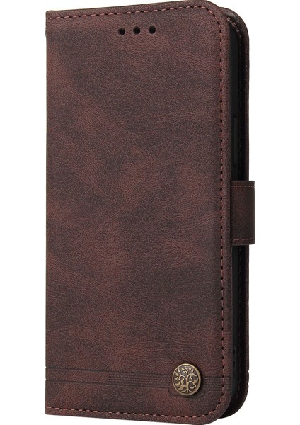 Xiaomi Için Poco X4 Pro 5g Ağaç Desen Metal Düğmesi Şok Geçirmez Deri Telefon Kılıfı Stand Cüzdan Kapağı Strap-Brown (Yurt Dışından) fiyatları