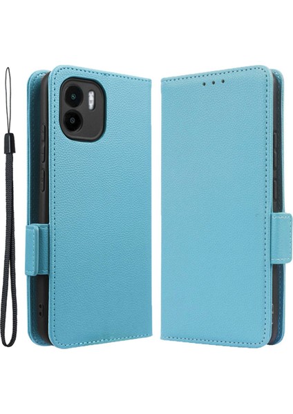 Xiaomi Için Şok Geçirmez Telefon Kılıfı Redmi A1 4g/a2 4g Litchi Doku Standı Cüzdan Pu Deri Manyetik Toka Folio Flip Telefon Kapak Baby Mavi (Yurt Dışından)