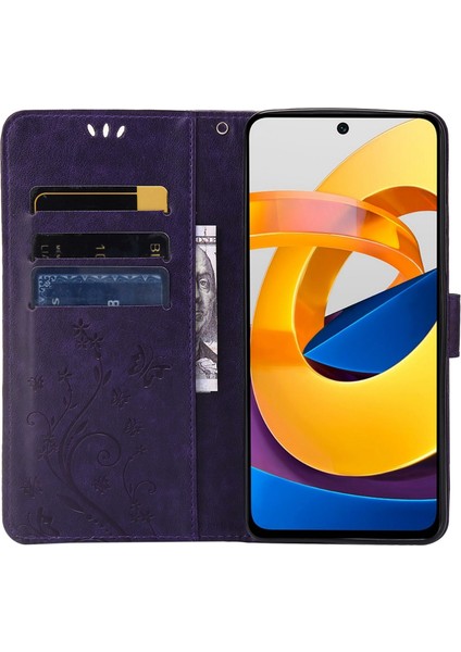 Kelebek Çiçek Baskı Cüzdan Deri Kılıfı Xiaomi Poco X4 Pro 5g, Stand-Dark Mor ile Manyetik Toka Tasarım Telefon Kabuğu Aksesuar (Yurt Dışından) fiyatları