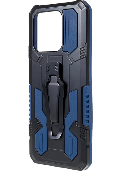 Xiaomi Redmi Için Mechwarrior Projesi 10C Fall Anti-Fall Giyim Dirençli Yumuşak Tpu Sabit Pc Sert Zırh Vaka Kabuğu Arka Klip Kickstand-Blue (Yurt Dışından)