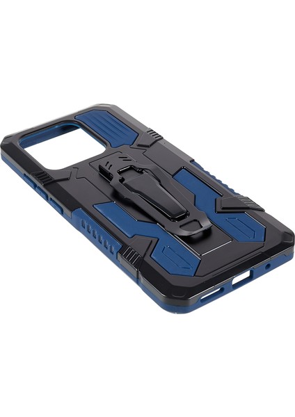 Xiaomi Redmi Için Mechwarrior Projesi 10C Fall Anti-Fall Giyim Dirençli Yumuşak Tpu Sabit Pc Sert Zırh Vaka Kabuğu Arka Klip Kickstand-Blue (Yurt Dışından)