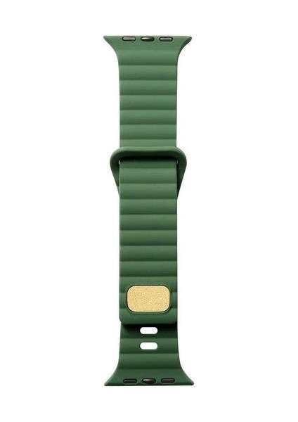 Apple Watch Se 2 2023 40MM Kordon Silikon Metal Tokalı Ayarlanabilir KRD73 Yeşil