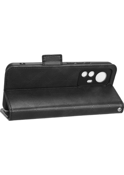Xiaomi 12T 5g/redmi K50 Ultra 5g, Baskılı Üçgen Desen Pu Deri Cüzdan Stand Folio Flip Koruyucu Kapak Black Için Şok Geçirmez Telefon Kılıfı (Yurt Dışından) modelleri