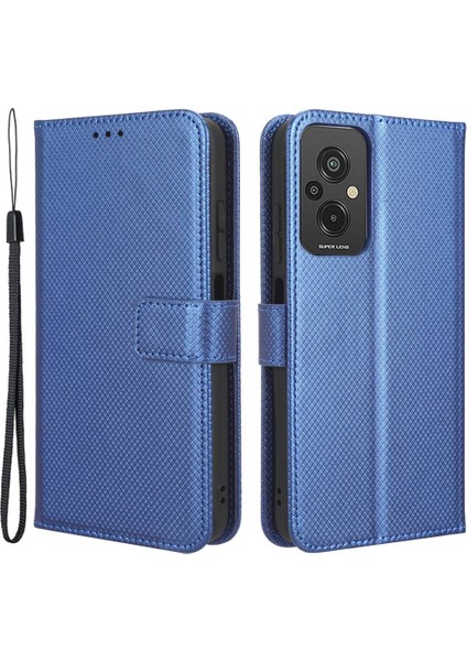 Xiaomi Redmi Için 11 Prime 4g Pu Deri Stand Manyetik Kapanış Cep Telefonu Kapağı Elmas Doku Çizme Mavisi ile Flip Cüzdan Telefon Kapağı (Yurt Dışından)