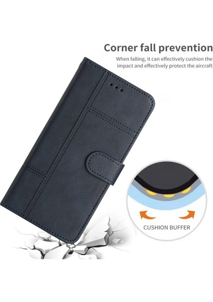 Xiaomi Redmi 10A Için Tam Koruma Iş Stili Pu Deri Koruyucu Kapak Cowhide Doku Hattı Stand Stand Cüzdan Telefon Kılıfı Kayış Mavisi (Yurt Dışından) indirimleri