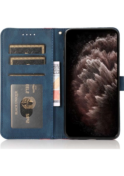 Xiaomi Redmi A1 4g/a2 4g Manyetik Toka Standı Için Pu Deri Renk Ekleme Çantası, Bilek Kayış Kırmızısı/mavi ile Telefon Cüzdan Kapağı Özellik (Yurt Dışından)