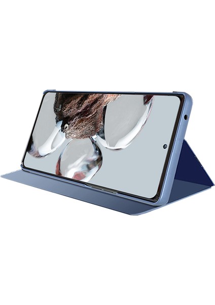 Xiaomi 12T 5G/12T Pro 5g/redmi K50 Ultra 5g Pu Deri Deri Ayna Flip Elektrokaplatma Kapağı Açık Görünüm Pencere Stand Scratch-Döteleme Tam Vücut Koruyucu Telefon Kılıfı Gold (Yurt Dışından)